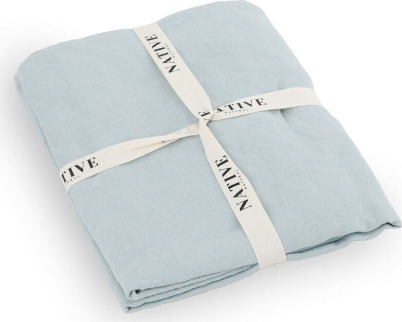 Světle modré lněné povlečení na jednolůžko 135x200 cm Aqua – Native Natural