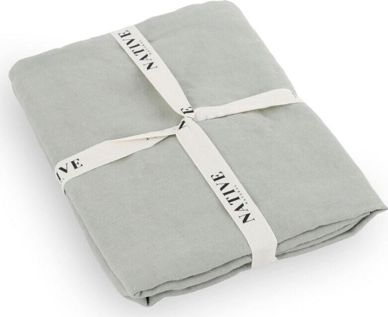 Šedozelené lněné povlečení na dvoulůžko 200x200 cm Stone – Native Natural