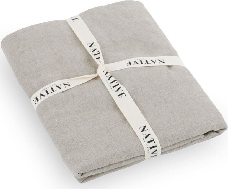 Světle šedé/taupe lněné povlečení na dvoulůžko 200x200 cm Natural – Native Natural