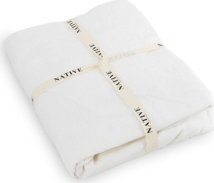 Bílé lněné povlečení na jednolůžko 135x200 cm Blanco – Native Natural