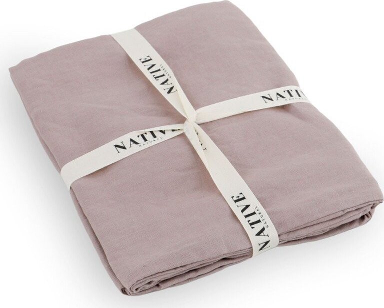 Starorůžové lněné povlečení na dvoulůžko 200x200 cm Blush – Native Natural