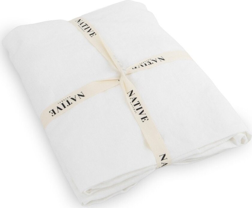 Bílé lněné povlečení na dvoulůžko 200x200 cm Blanco – Native Natural