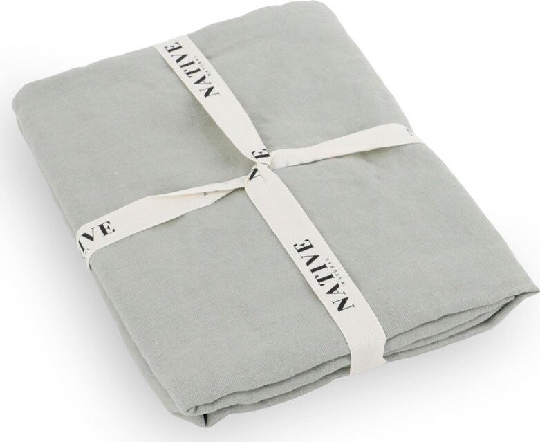 Šedozelené lněné povlečení na jednolůžko 135x200 cm Stone – Native Natural