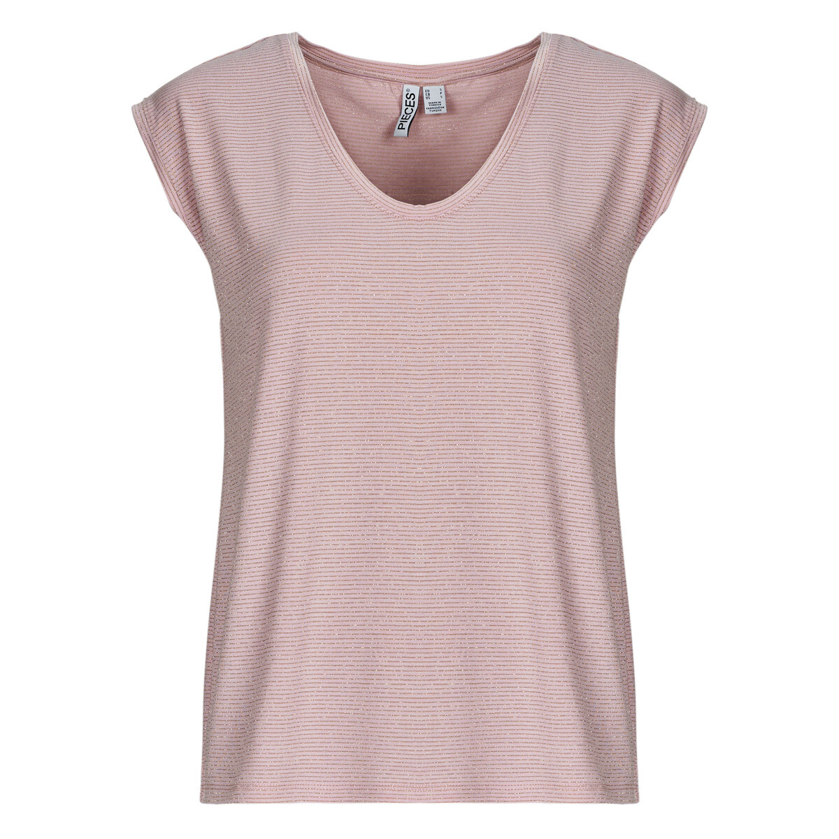 Pieces  PCBILLO TEE LUREX STRIPES  Fialová
