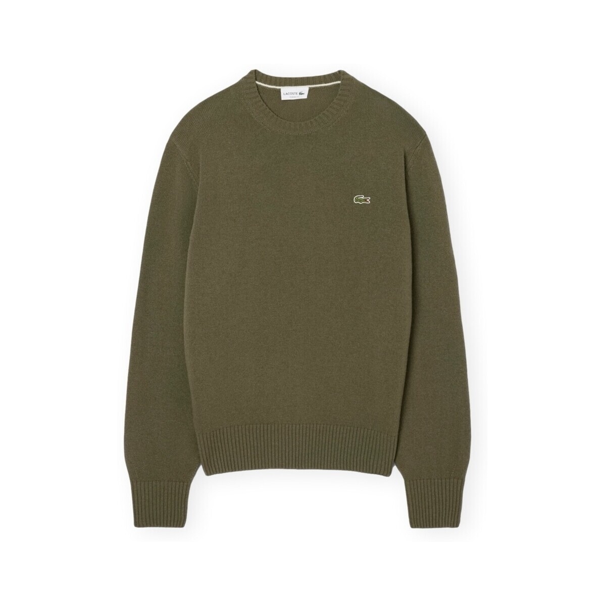 Lacoste  Wool Crewneck Sweater - Khaki  Zelená