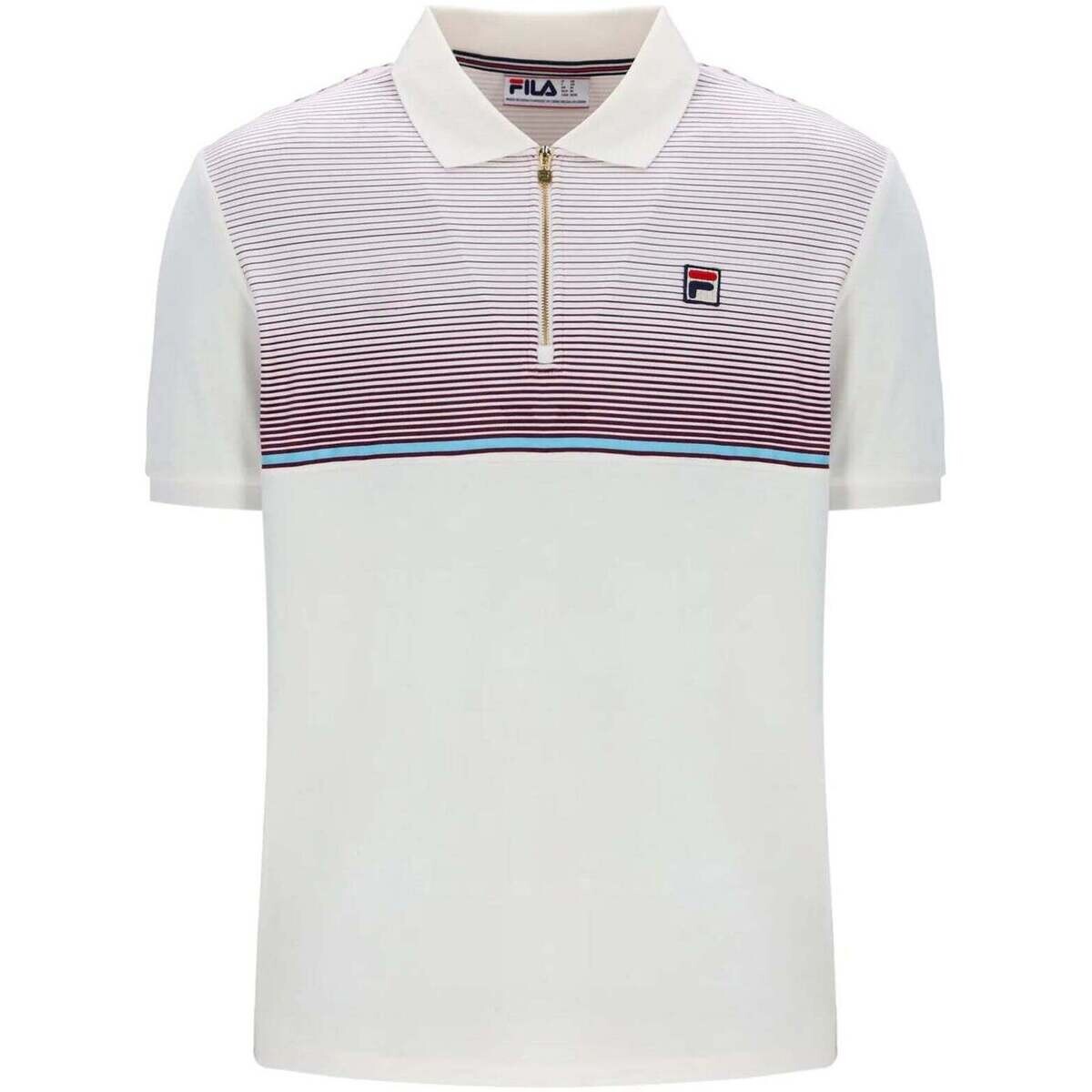 Fila  Paco Zip Stripe Velour Polo Shirt Gardenia/Fig/Milky Blue  ruznobarevne