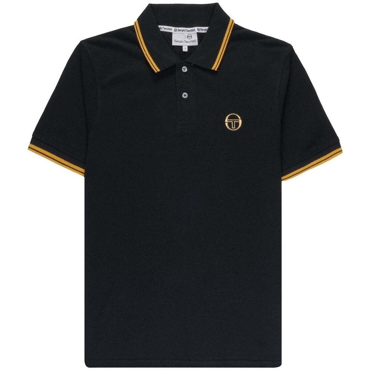 Sergio Tacchini  020 Twin Tipped Polo Shirt Black/Old Gold  Černá