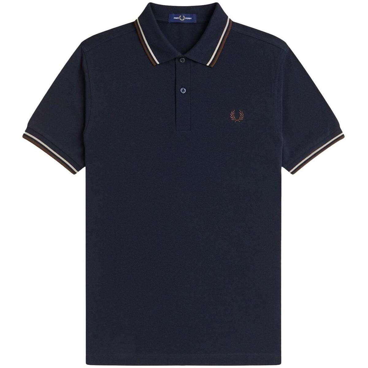 Fred Perry  Twin Tipped Polo Shirt Navy/Warm Oat/ Burnt Tobacco  Modrá