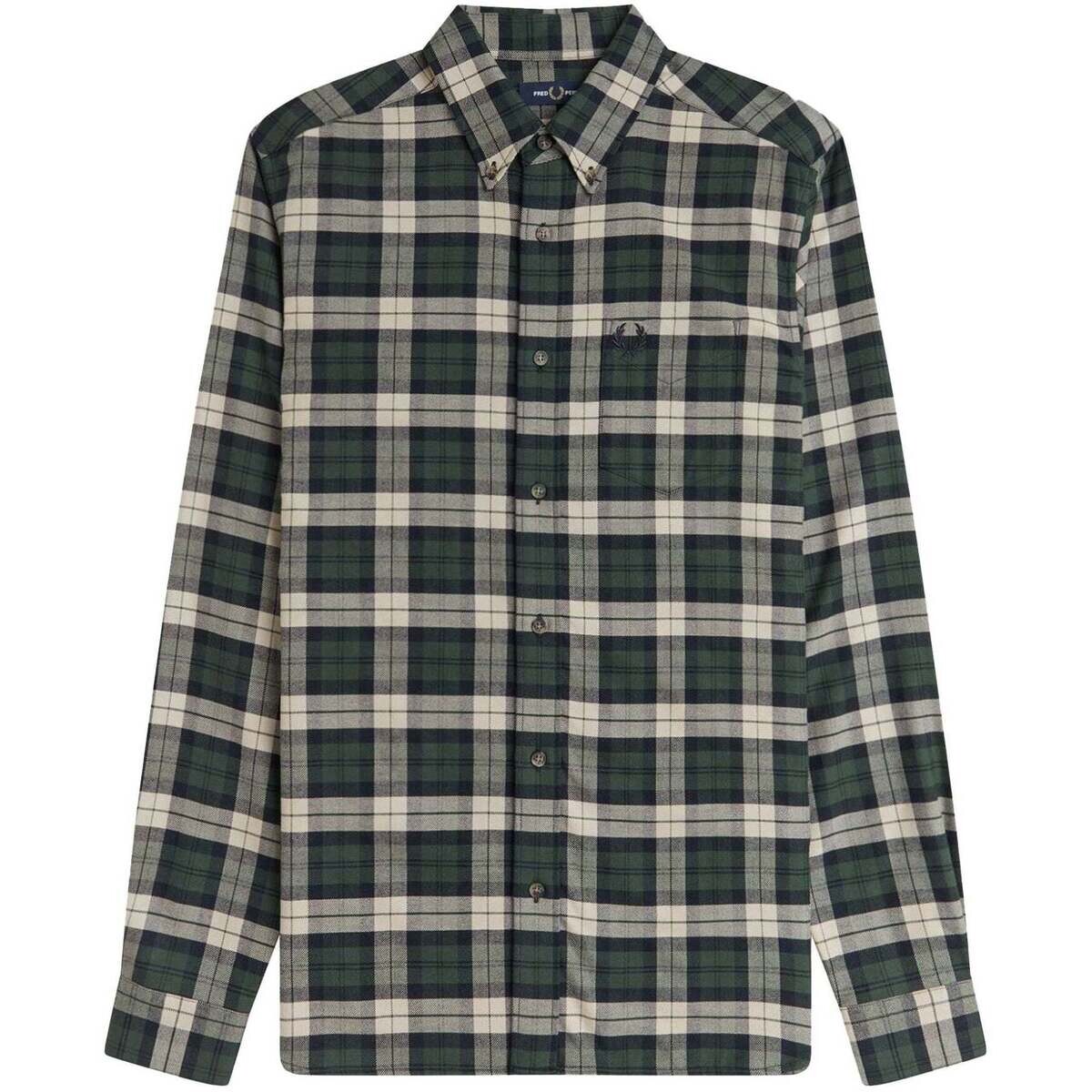 Fred Perry Brushed Twill Tartan Shirt Court Green Zelená