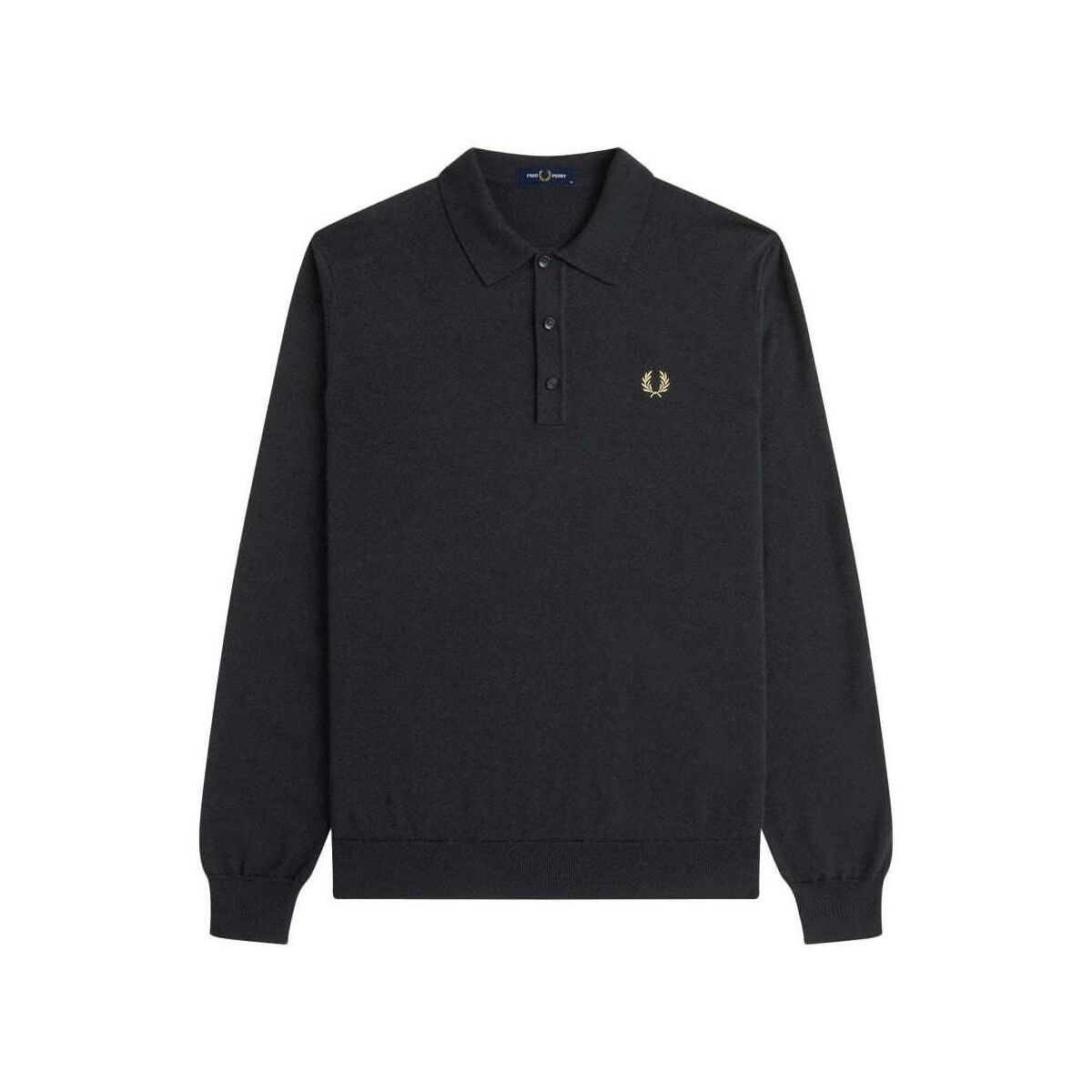 Fred Perry  Classic Knitted Long Sleeve Polo Shirt Black  Černá