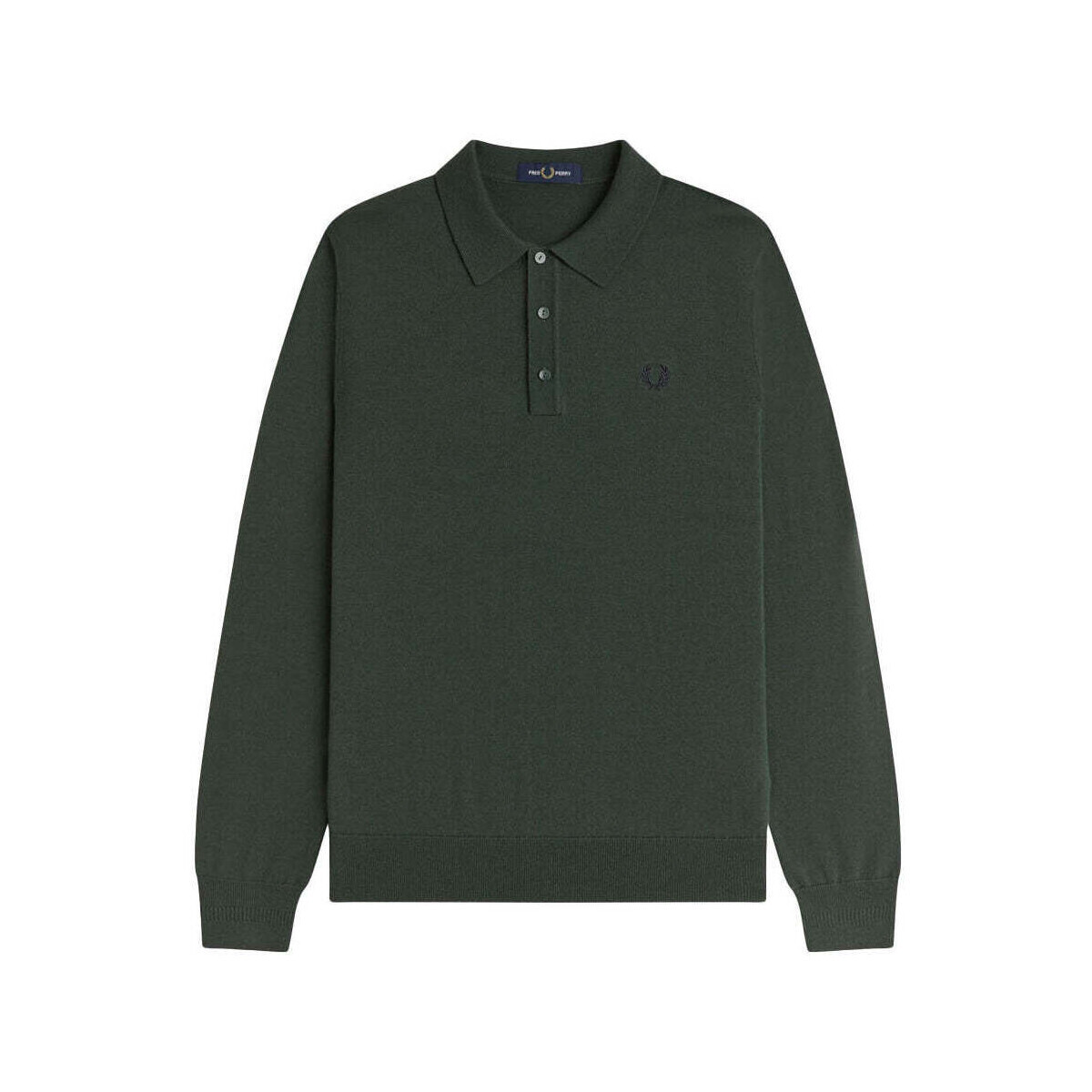 Fred Perry  Classic Knitted Long Sleeve Polo Shirt Court Green  Zelená