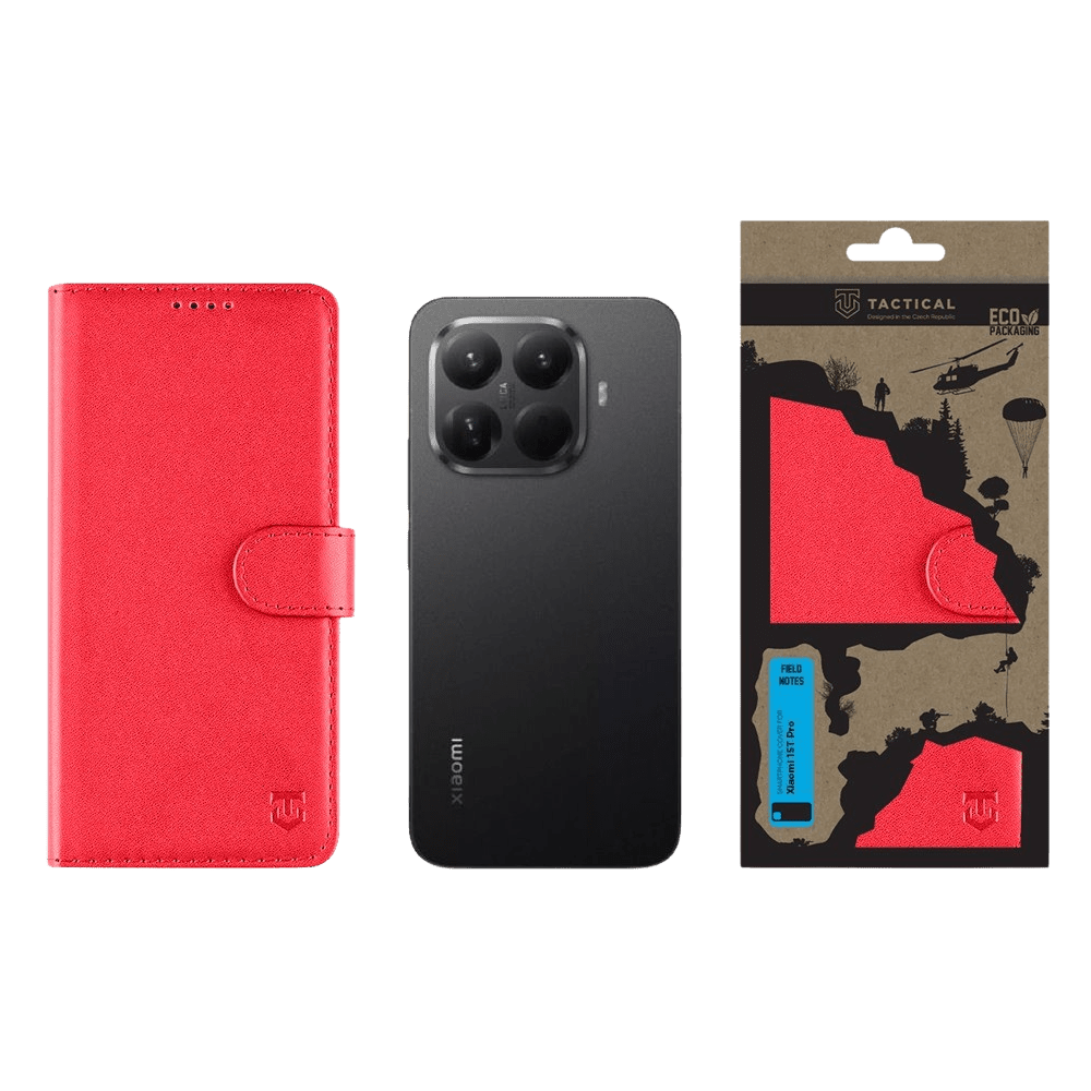 Flipové pouzdro Tactical Field Notes pro Xiaomi 15T Pro, červená