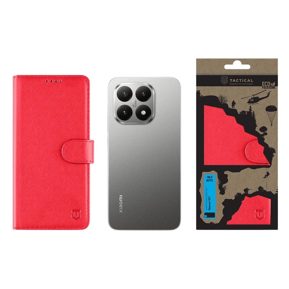 Flipové pouzdro Tactical Field Notes pro Xiaomi 15T, červená