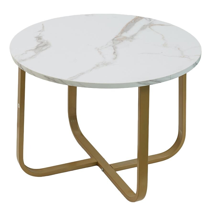 Konferenční stolek PMC-CT2514 bílá mramor/zlatá