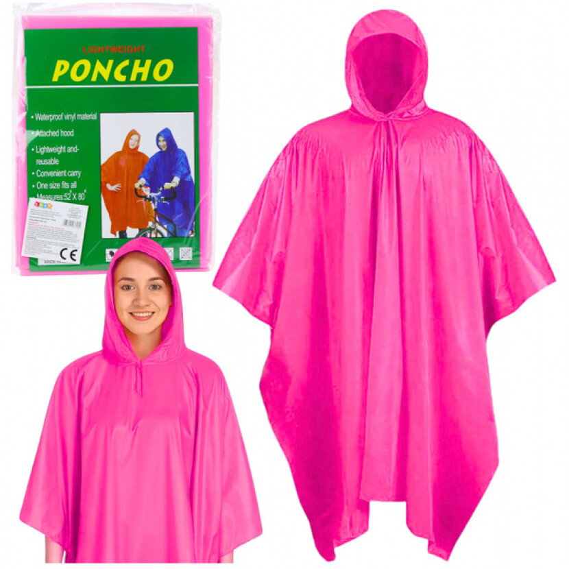 Pončo nepromokavé opakovaně použitelné Raincoat 132 x 203 cm - růžové