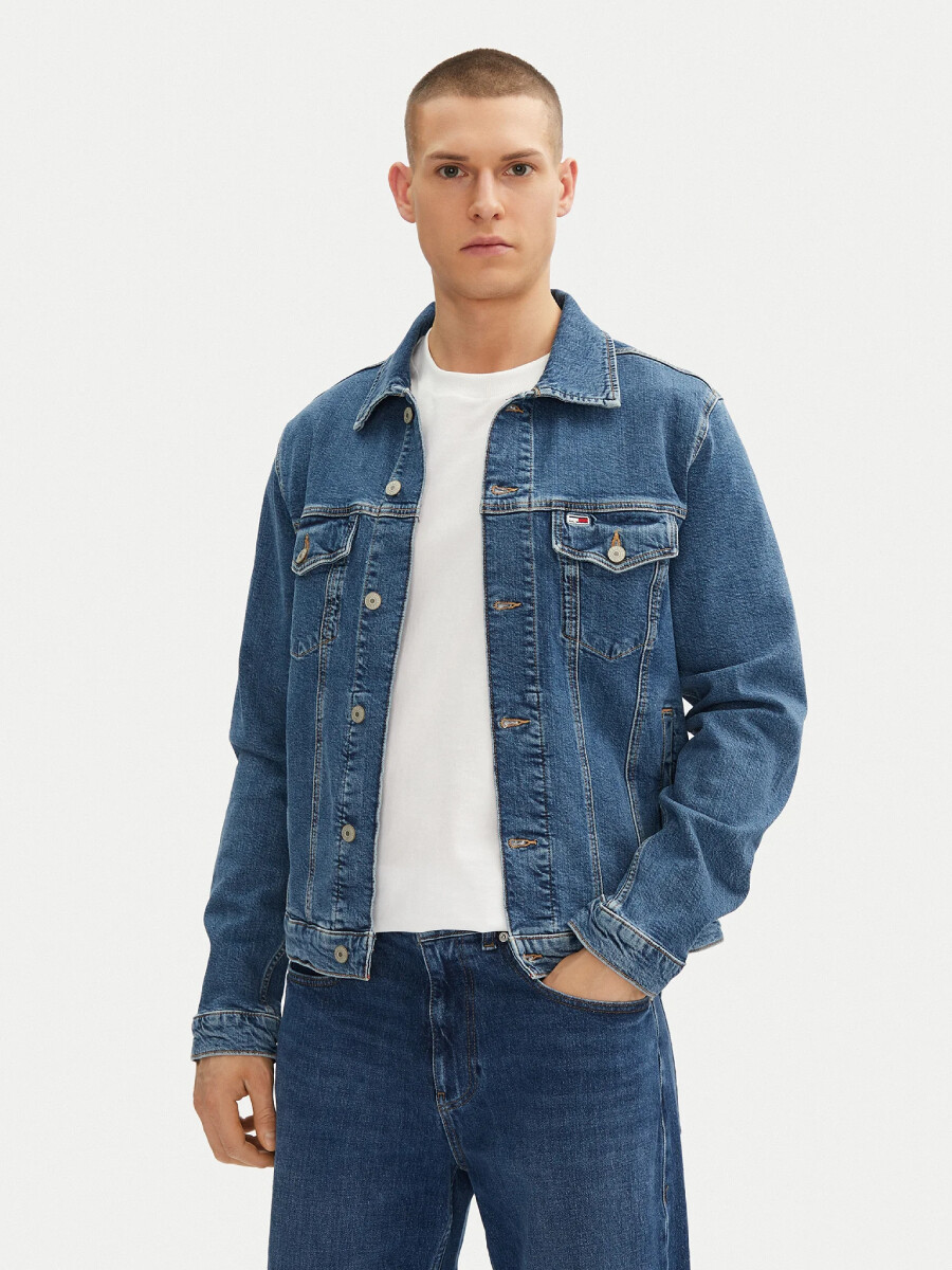 Tommy Jeans pánská modrá džínová bunda DM0DM21047 S