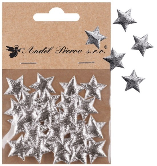 Anděl Hvězdičky látkové 2 cm - stříbrné - 30 ks - 47010