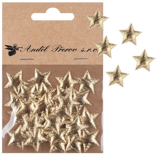 Anděl Hvězdičky látkové 2 cm - zlaté - 30 ks - 47009