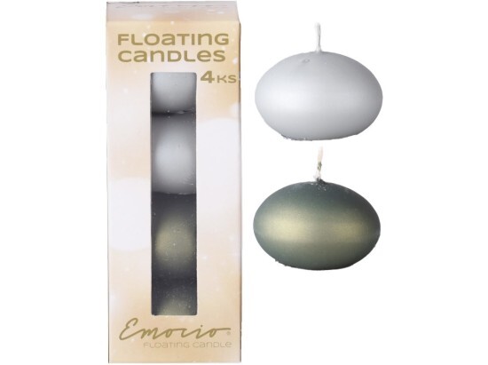 Emocio Plovoucí svíčky Emocio - metal. matná zelená - 4 ks - 41412