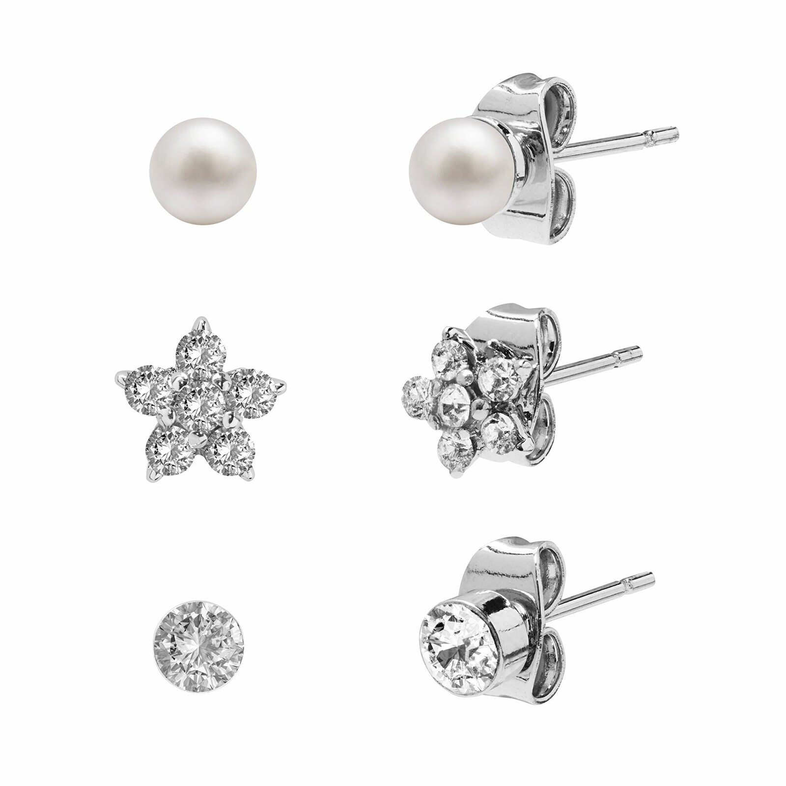 AURA Sada peckových náušnic s krystaly Preciosa AUPC001 (3 páry náušnic)