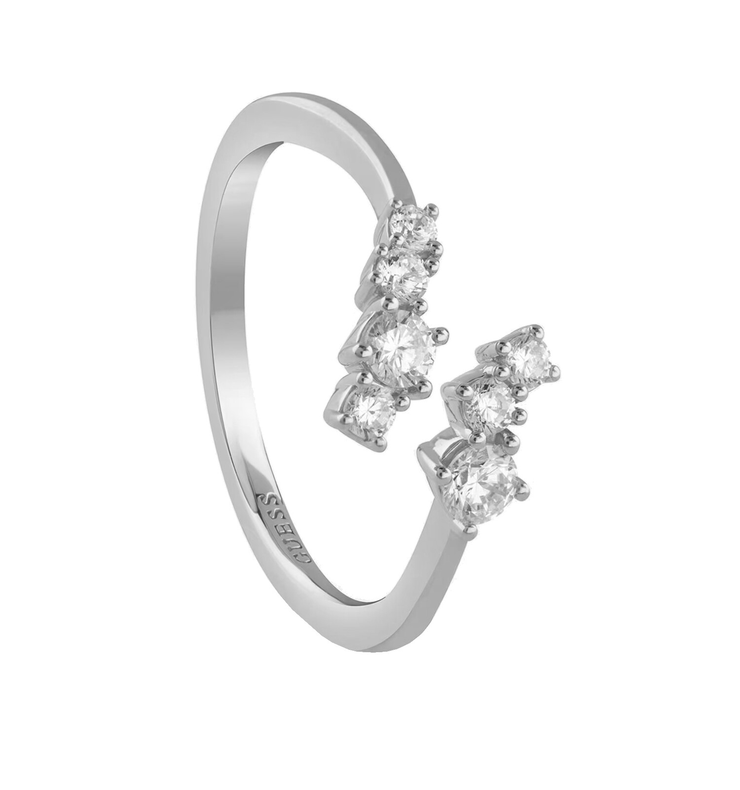 Guess Otevřený stříbrný prsten se zirkony Jardin JSBR04477JWRH 54 mm