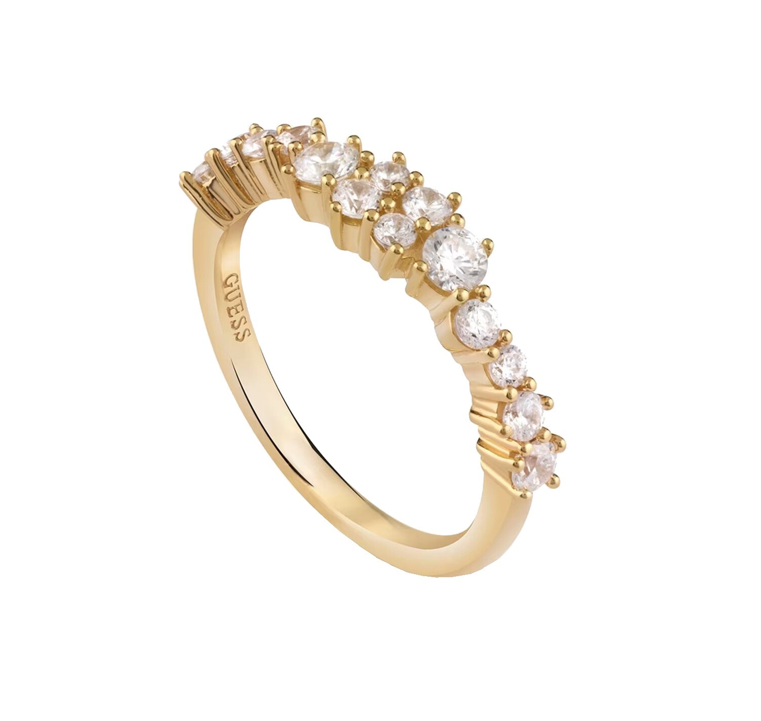 Guess Třpytivý pozlacený prsten se zirkony Jardin JSBR04480JWYG 52 mm