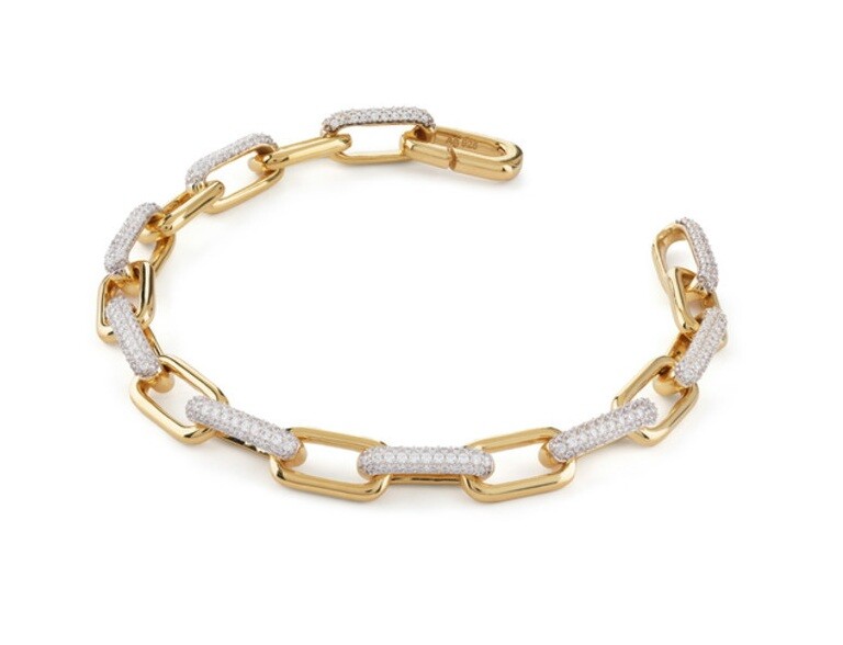 Guess Výrazný pozlacený náramek se zirkony Nuances JSBB04534JWYG 18,5 cm