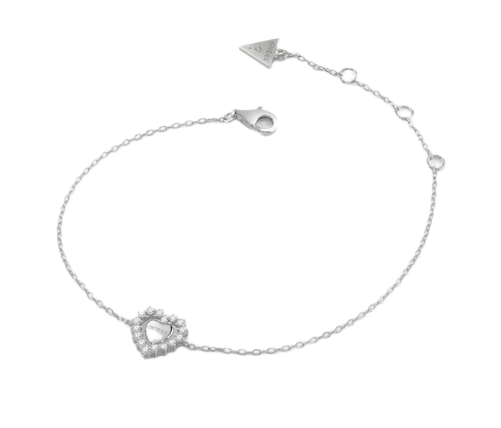 Guess Stříbrný dámský náramek Srdce Jardin JSBB04457JWRH 18,5 cm