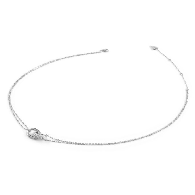 Guess Dvojitý stříbrný náhrdelník s kubickými zirkony Nuances JSBN04550JWRHT/U