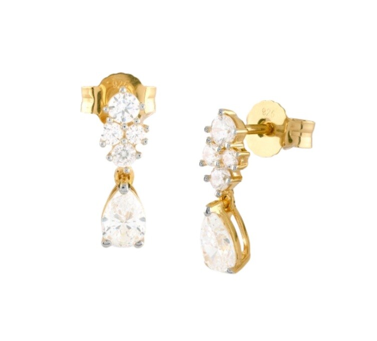 Guess Třpytivé visací náušnice z pozlaceného stříbra Jardin JSBE04492JWYGT/U