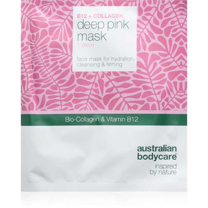 Australian Bodycare B12 + Collagen plátýnková maska pro hydrataci a vypnutí pokožky 1 ks