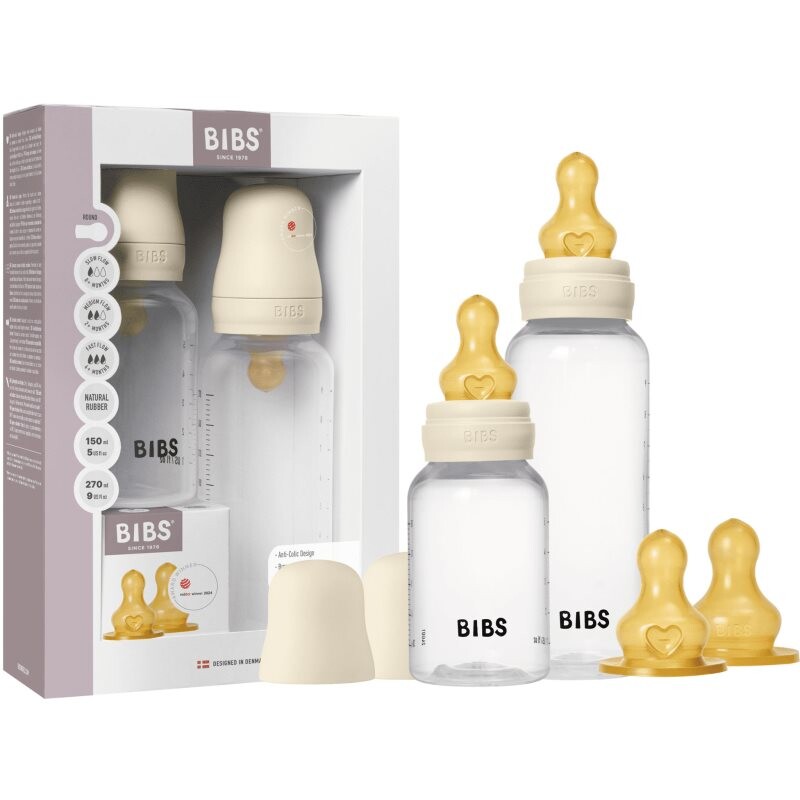 BIBS Anti-Colic Baby Bottle Set antikoliková lahev s kaučukovou savičkou Ivory