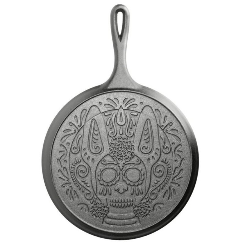 Litinová pánev na palačinky Lodge Xolo Sugar Skull 26 cm