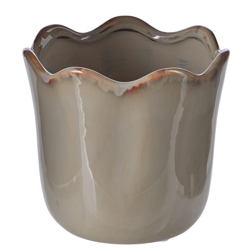 GLAZE Květináč 14 cm - hnědá