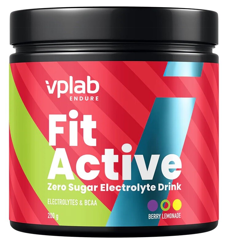 VPLab Fit Active Zero Sugar Electrolyte Drink 200 g, sypká forma elektrolytů s aminokyselinami, Berry Lemonade