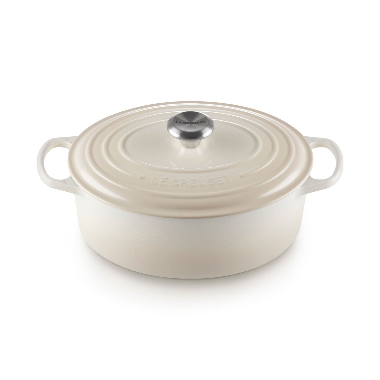 Kastrol SIGNATURE 29 cm, 4,7 l, oválný, MERINGUE, litina, Le Creuset