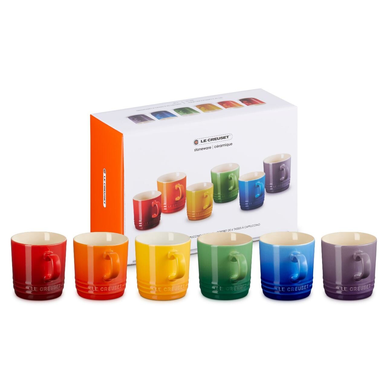 Hrnek na cappuccino 200 ml, sada 6 ks, RAINBOW, kamenina, Le Creuset