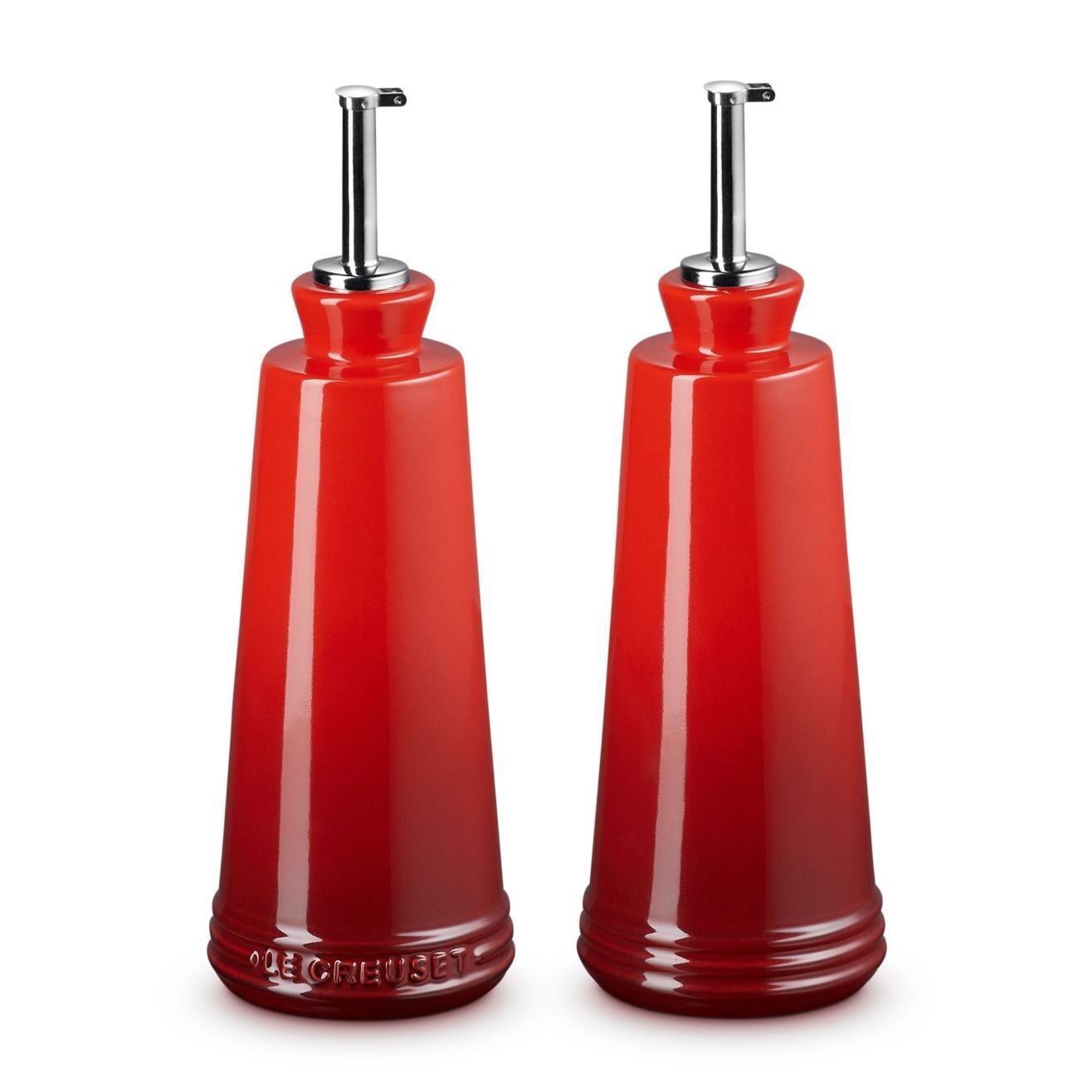 Dávkovač oleje SIGNATURE 300 ml, sada 2 ks, CERISE, kamenina, Le Creuset