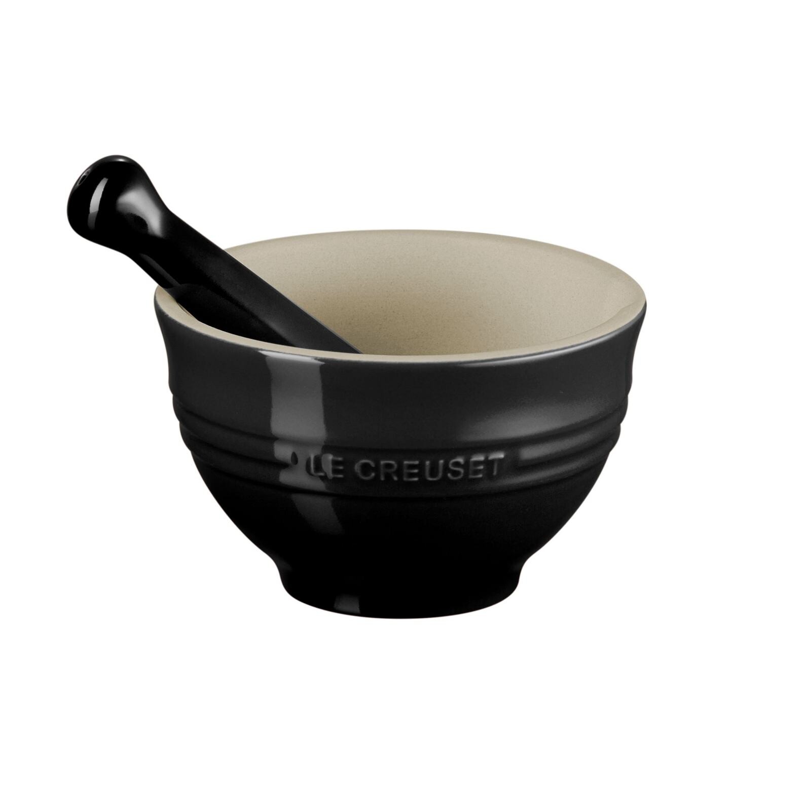 Hmoždíř s tloukem 11 cm, BLACK ONYX, kamenina, Le Creuset