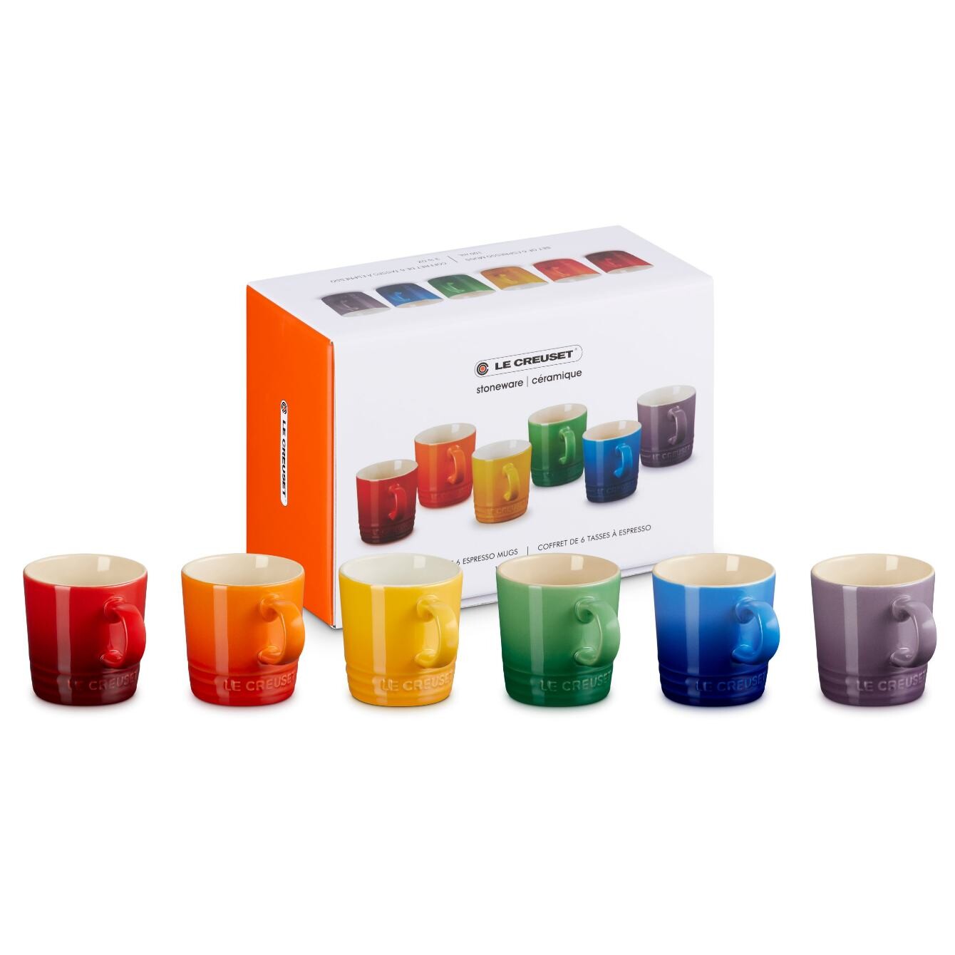 Šálek na espresso 100 ml, sada 6 ks, RAINBOW, kamenina, Le Creuset