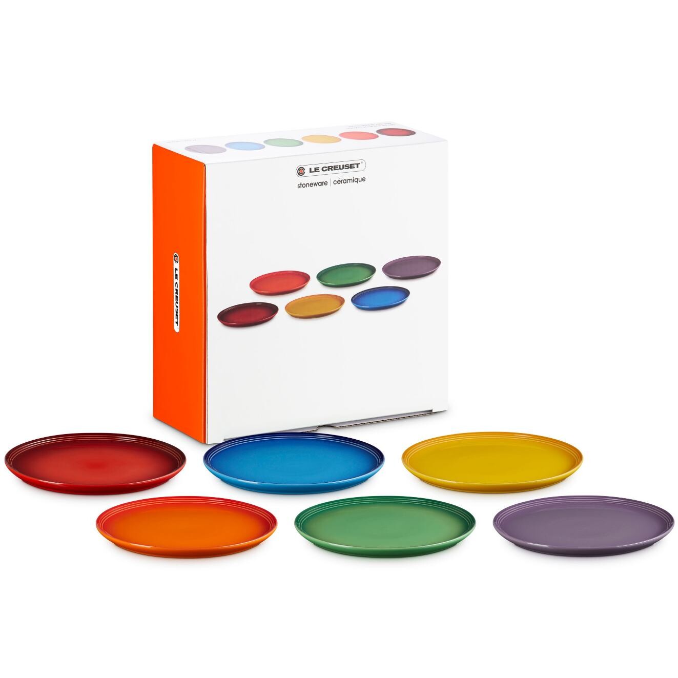 Jídelní talíř COUPE 27 cm, sada 6 ks, RAINBOW, kamenina, Le Creuset