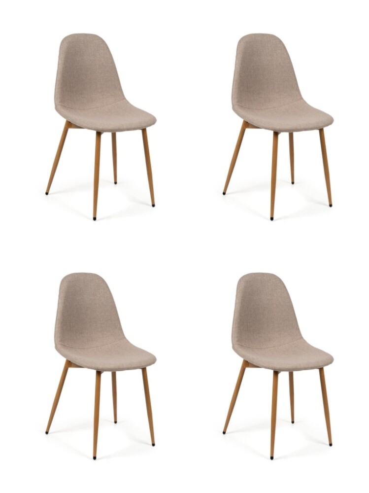 Sada 4 ks jídelních židlí ZENMO, béžová látka/kov