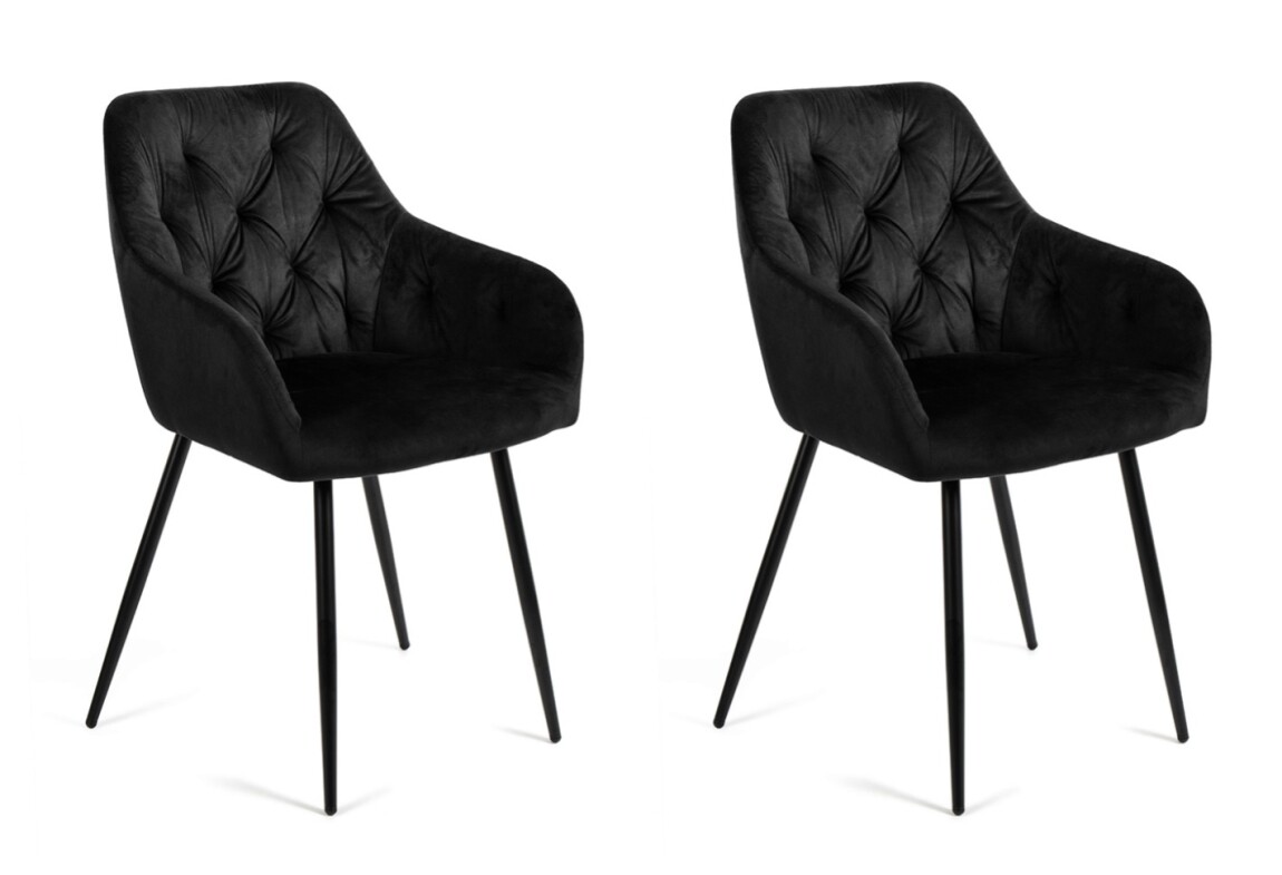 Sada 2 ks jídelních židlí CALRA, černá látka/kov