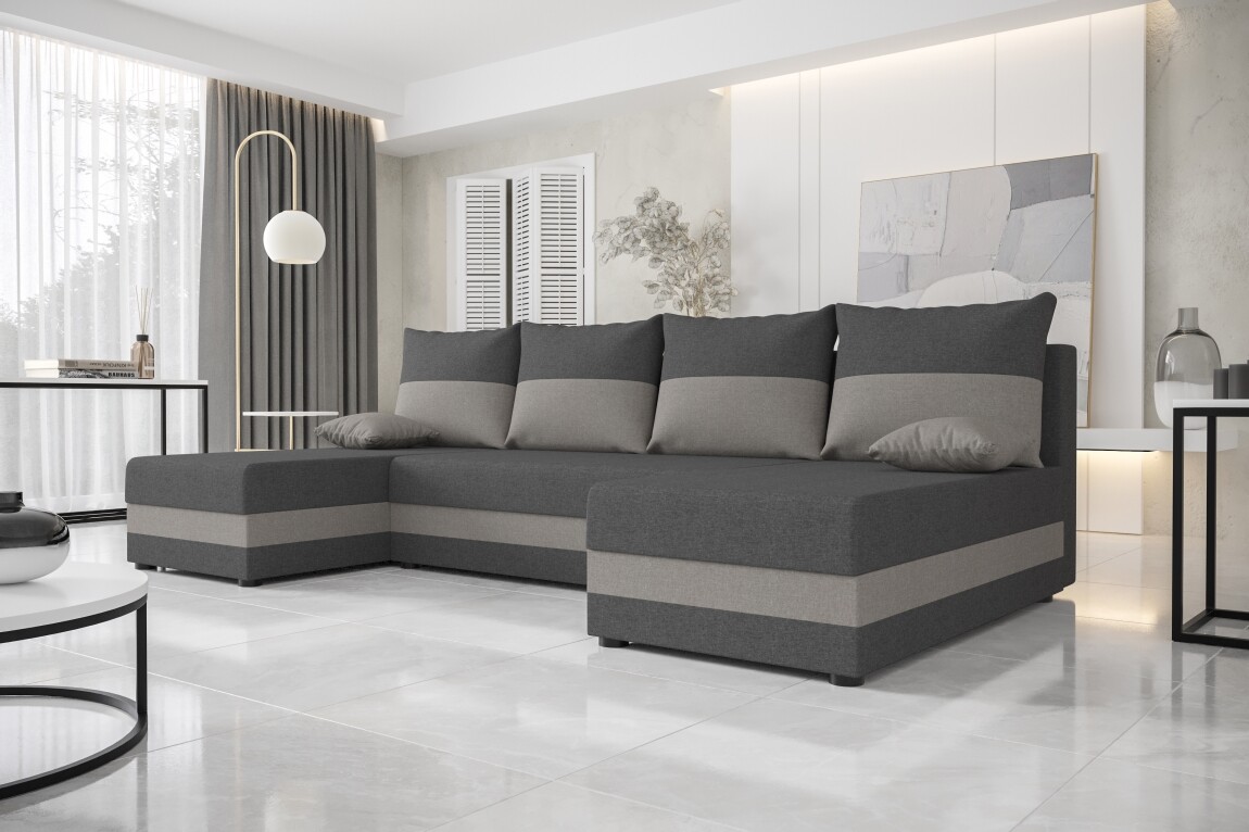 Rohová sedačka LEFHET U, tmavě šedá/světle šedá - II. jakost, POUZE OSOBNÍ ODBĚR