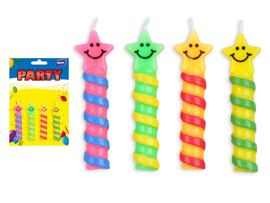 MFP 8800084 Dortové svíčky s hvězdičkou barevný mix 4ks