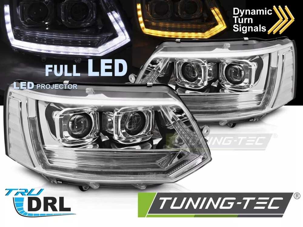 FULL LED HEADLIGHTS TUBE LIGHT T6 LOOK CHROME DRL SEQ fits VW T5 10