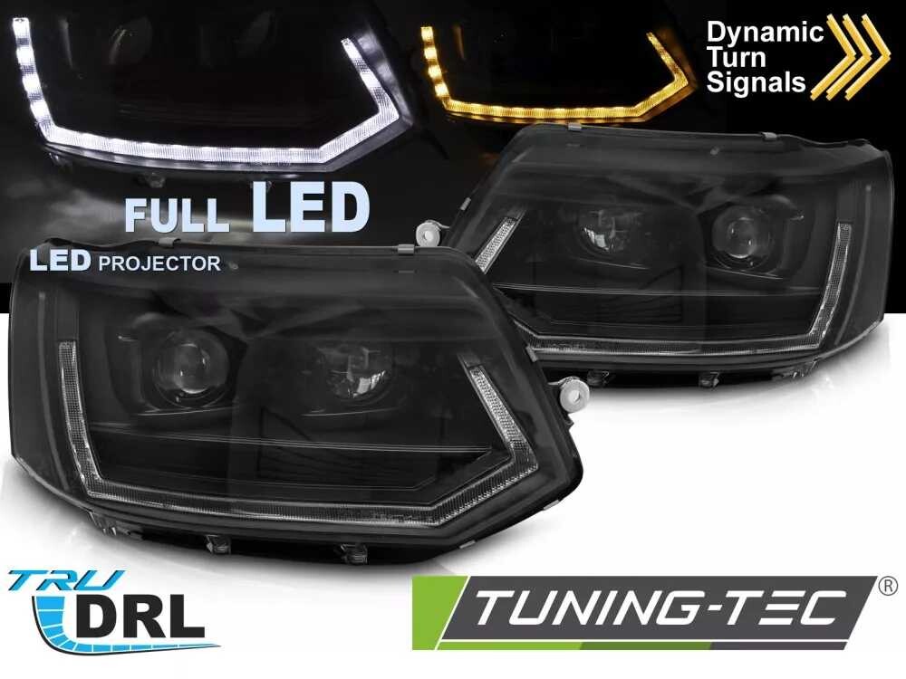 FULL LED HEADLIGHTS TUBE LIGHT T6 LOOK BLACK DRL SEQ fits VW T5 10-