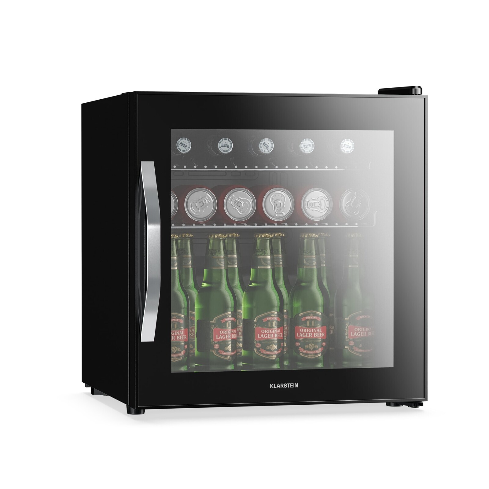 Klarstein Chladnička na nápoje Beersafe se zrcadlovými skleněnými dveřmi | 44 x 48 cm | Vnitřní LED osvětlení