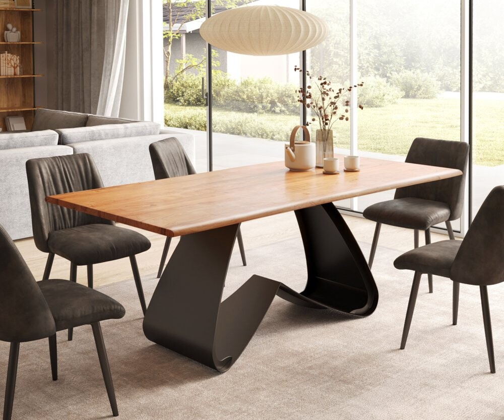 Jídelní stůl Edge 200x100 přírodní akácie podnož ve tvaru