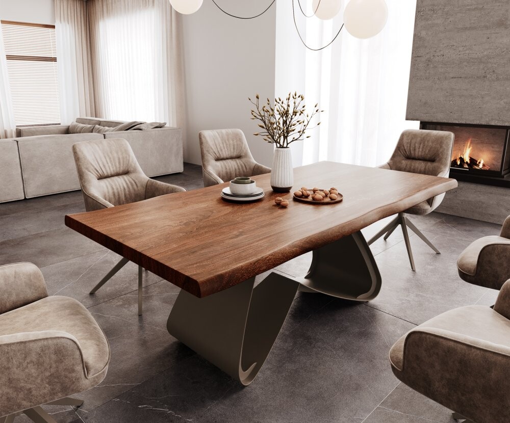 Jídelní stůl Edge 200x100 XL Akácie hnědá W-rám Povrchová úprava